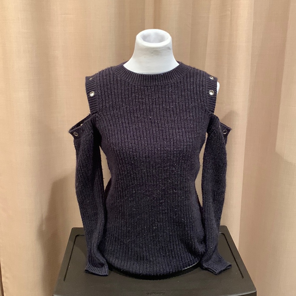 Black cold shoulder sweater